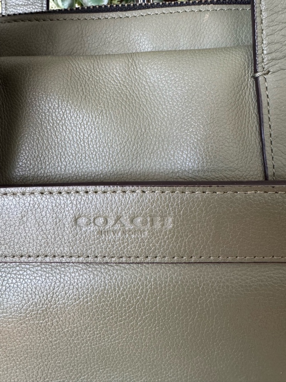 Coach Olive Green Leather Laptop Bag with Black Strap - Picture 7 of 14